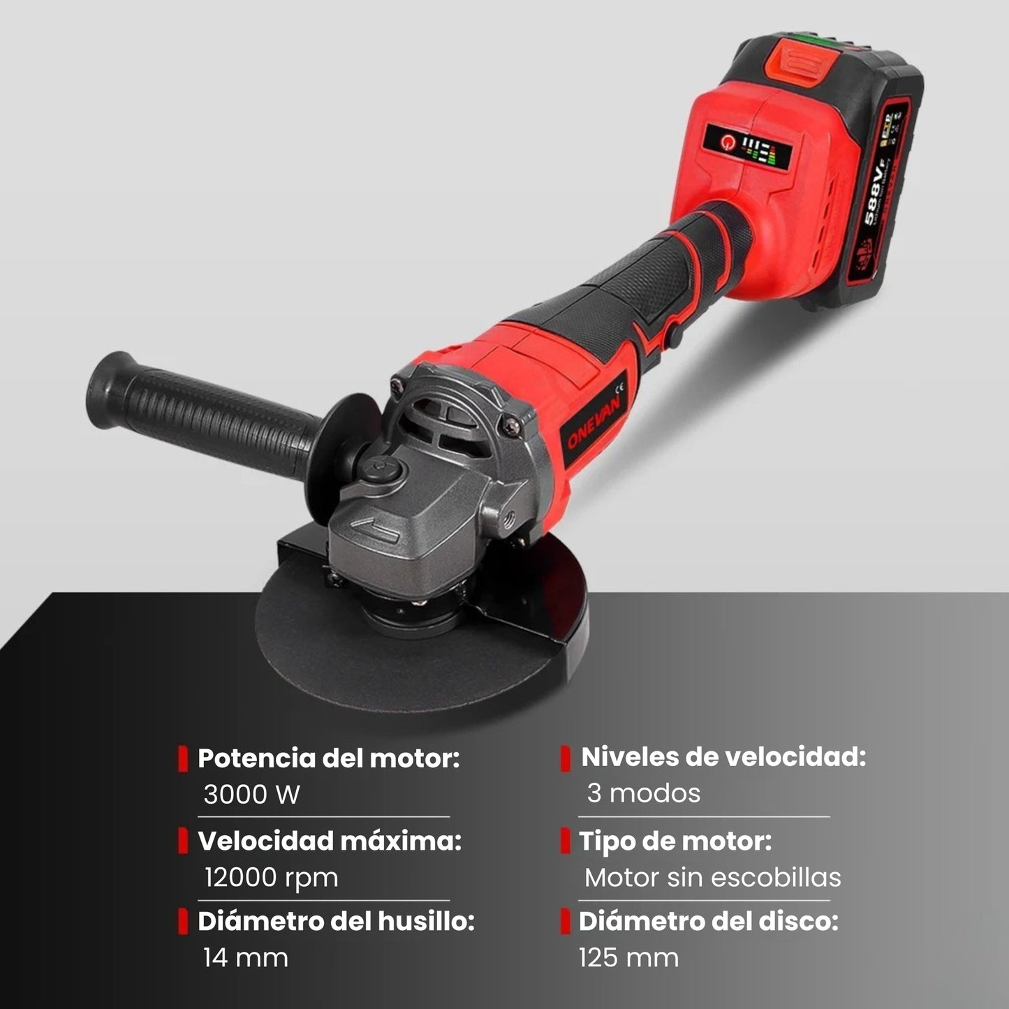 AMOLADORA ANGULAR INALÁMBRICA 3000 W